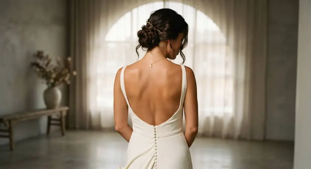 Open-back ivory gown